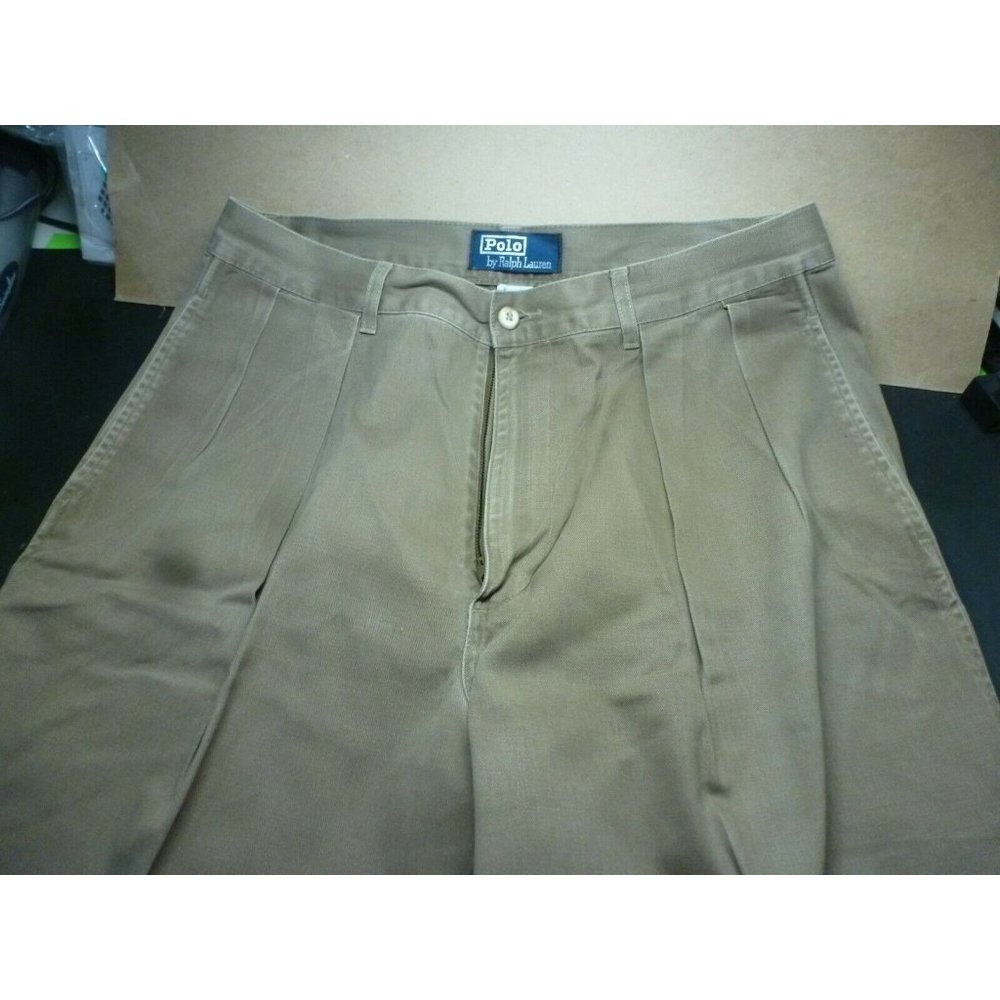 Polo Ralph Lauren Pants Mens 32x30 Andrew Chino Pleated Straight Leg Khaki